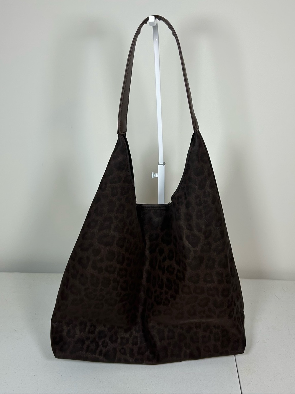 Dark Brown Leopard-Print Shoulder Bag - Unbranded